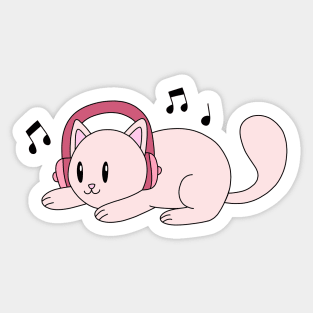 Cat with Headphones Sticker